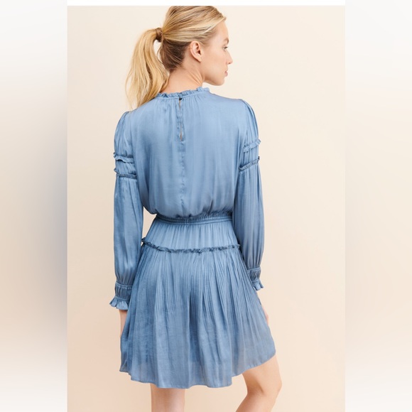 Pleated Long Sleeve Mini Dress Size Large - Picture 6 of 6